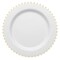 White with Gold Pearl String Round Disposable Plastic Dinner Plates - 10" (120 Plates)